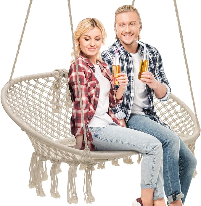 Sorbus Hammock Chair Macrame Hanging Swing Bench, Teens Girl Bedroom, Knitted by Sorbus