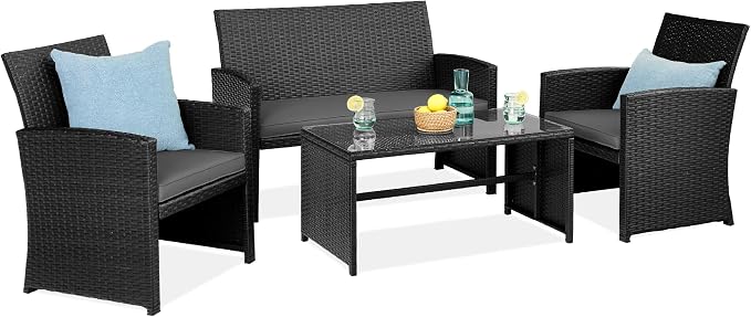 Best Choice Products 4-Piece Outdoor Wicker Patio Conversation Furniture Set by BestChoiceProducts