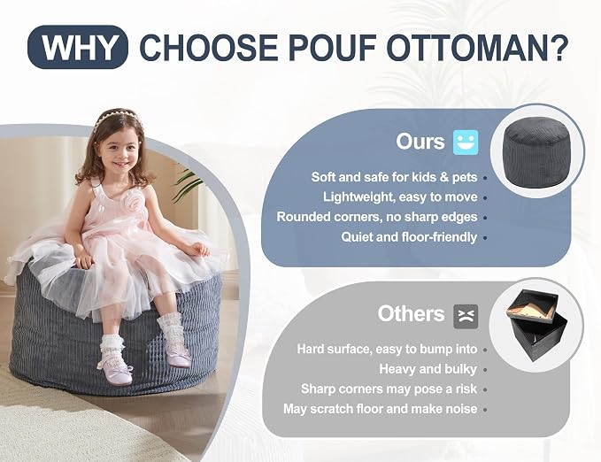 Small Pouf Ottoman Foot Rest Footstool and Ottomans Small - Image 6