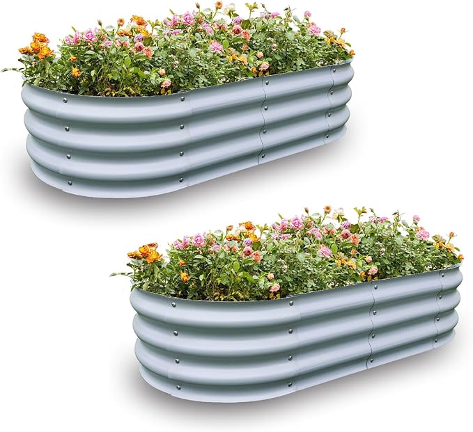 Gardmax 2 Pack Galvanized Raised Garden Bed, Lightweight Planter Boxes Outdoor - Image 7