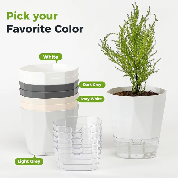 6 Pack Self Watering Pots for Indoor Plants, 5 Inches Self Watering Planters - Image 8
