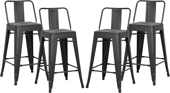 AC Pacific 24” Metal Barstool Set of 4 – Country Rustic Style by ACPacific