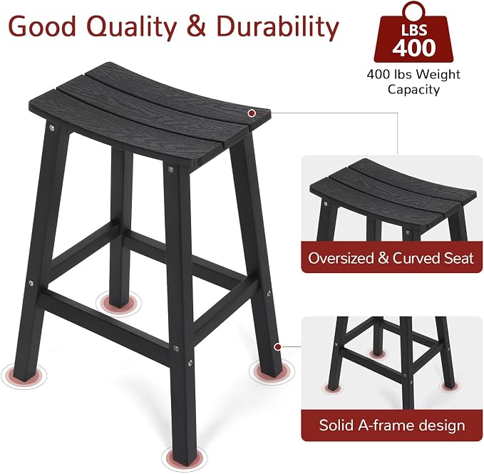 Stoog All-Weather Bar Stools Set of 2, Low Maintenance, - Image 5