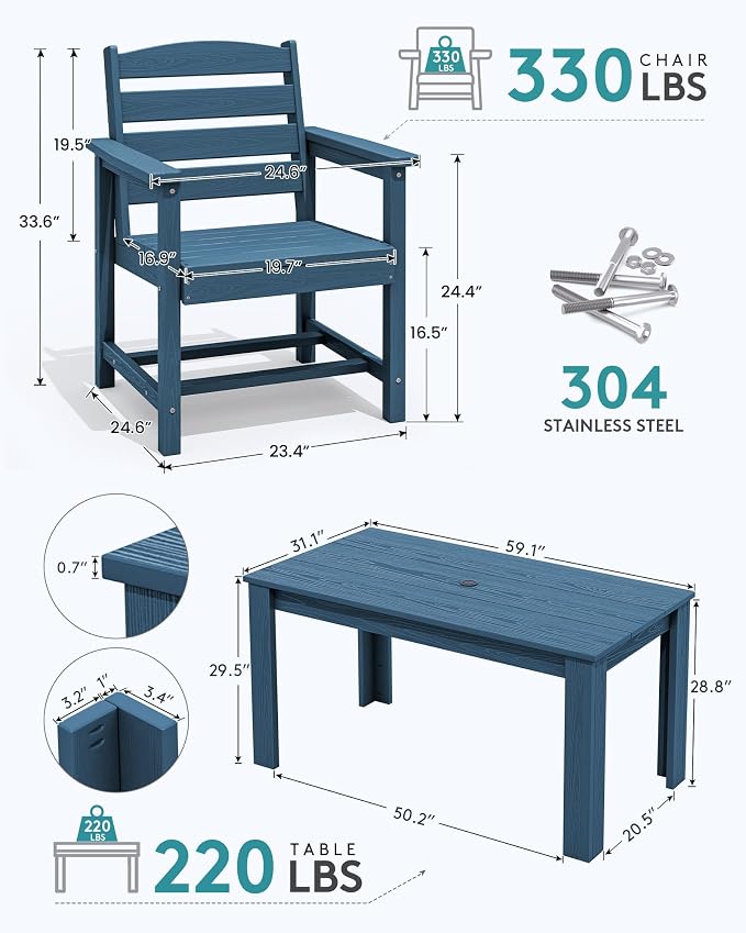 SERWALL Patio Dining Sets for 8, Outdoor Dining Sets for 8 Person - Image 2