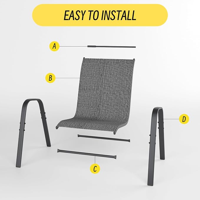 Betterhood Patio Chairs Set of 4, Stackable Outdoor Dining Chairs Set - Image 6