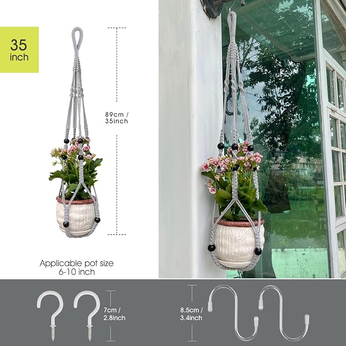 Macrame Plant Hanger for 5 to 10 Inch Plant Pots, Hanging Planter Basket Holder - Image 3