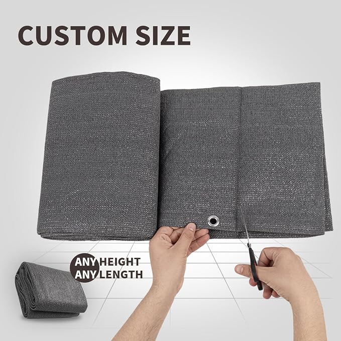 LOVE STORY Custom Size 3'x9' Dark Grey Balcony Privacy Screen, UV Block Privacy - Image 2