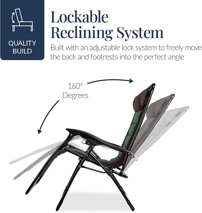 Best Choice Products Oversized Padded Zero Gravity Chair, Folding Outdoor Patio - Image 8