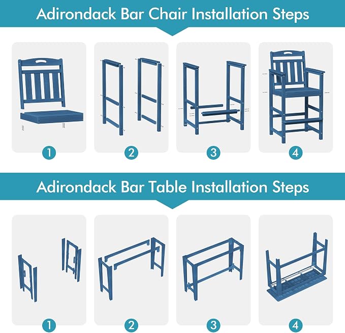 Ciokea Outdoor Bar Height Table Set of 5, Heavy-Duty All-Weather HDPE Patio Bar - Image 9