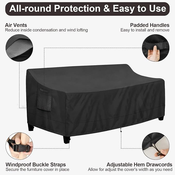 PureFit Outdoor Couch Cover Waterproof Patio Sofa Furniture Covers, 4-Seater - Image 5