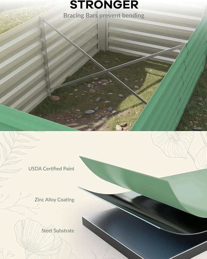 Garvee 6x3x2ft Galvanized Raised Garden Bed Outdoor, Rust-Resistant Raised - Image 2