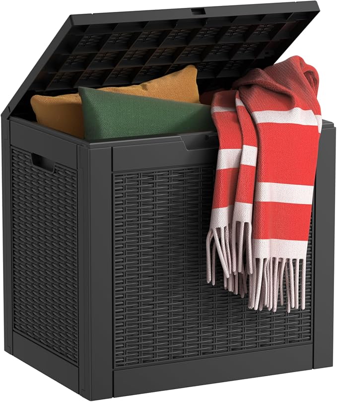 EasyUp 31 Gallon Resin Deck Box Waterproof, UV Resistant Outdoor Storage Box by EASYUP