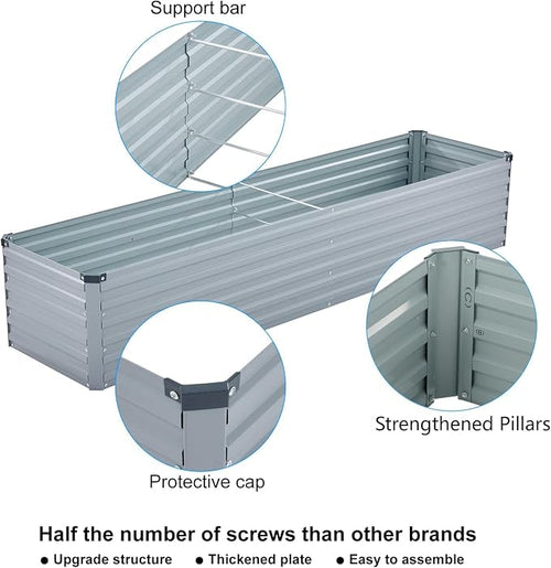2 Pack 12x4x1FT Galvanized Raised Garden Beds Kit Outdoor Metal Gardening - Image 2