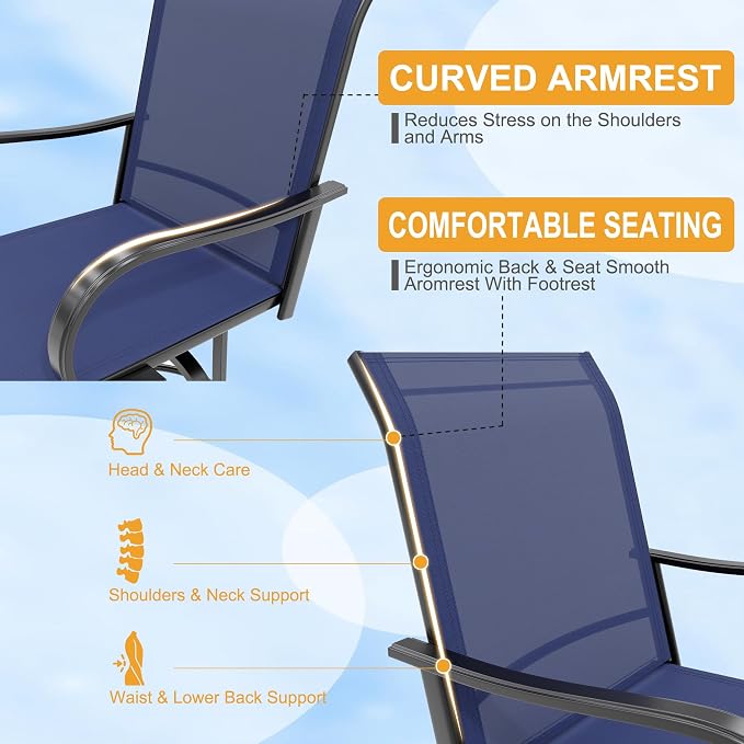 3 PCS Patio Swivel Bar Stools Set, 3 Piece Swivel Outdoor Table and Chairs Bar - Image 9