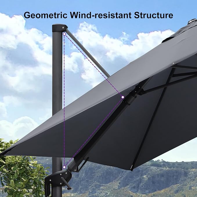 PURPLE LEAF 8' X 11' Left-right Tilt Patio Umbrella Outdoor Cantilever Swivel - Image 9