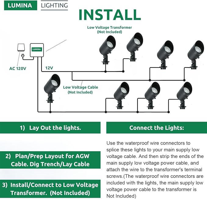 Lumina Lighting® 4W Landscape Lighting 12V Landscape Lights Low Voltage - Image 5