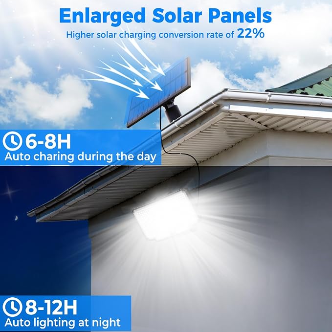 Peasur Solar Motion Lights Outdoor, 318 LED Solar Security Light - Image 2
