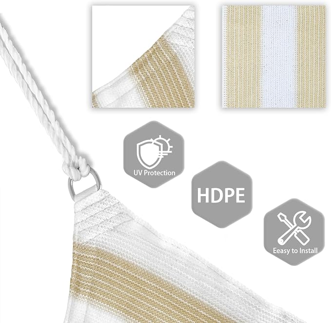 Patio Paradise 6' x 6' x 6' Sun Shade Sail Triangle Canopy Shade Cloth Fabric - Image 3
