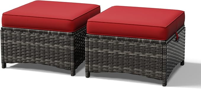 Joyside Outdoor Ottoman Set of 2, Patio Large Ottoman Foot Rest by Joyside