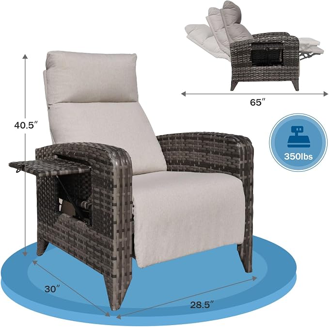 Outdoor Recliner Chairs Set of 2 Reclining Patio Chairs - Image 2