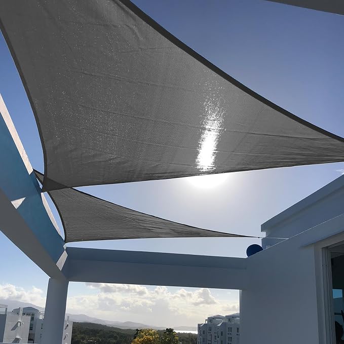 SUNNY GUARD Custom Size 19'x22'x29.1' Triangle Dark Grey UV Block Sunshade by SUNNYGUARD