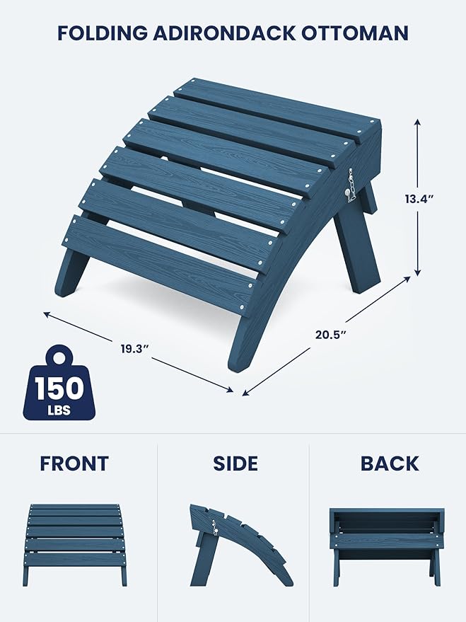 KINGYES Folding Adirondack Ottomans Set of 2 - Image 3