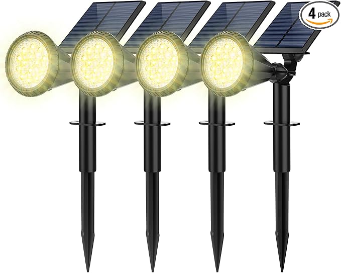 Solar Spot Lights Outdoor, 4 Pack Outdoor Solar Lights by FratinkSolarLights