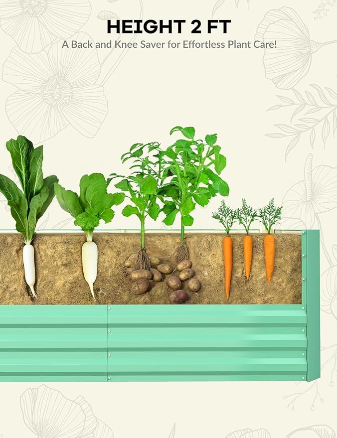 CABIHOME 2 Pcs 8x4x2 Ft Galvanized Raised Garden Bed, Deep Root Planter Box - Image 7