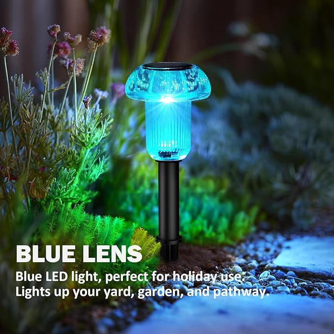 Easter Solar Pathway Lights Outdoor Decorative 8 Pack, 4 color LED Mushroom - Image 3