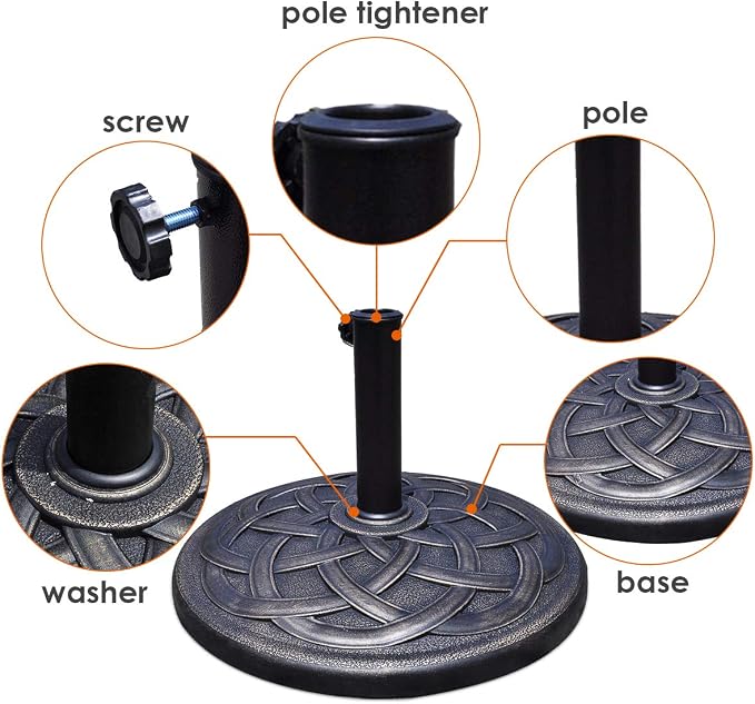 Giantex 43lbs Patio Market Umbrella Base, Heavy Duty Outdoor Stand, Cast Iron - Image 6