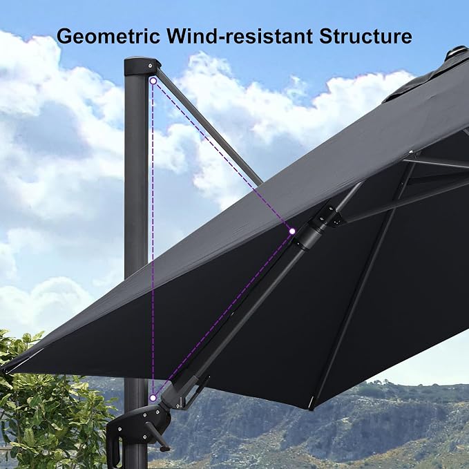 PURPLE LEAF 8.2' X 11.5' Tilting Patio Umbrella - Image 9