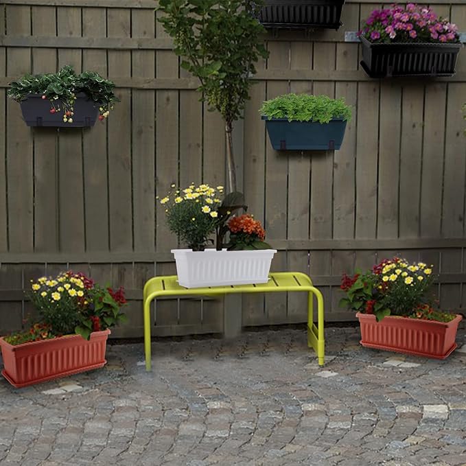 GREANER Rectangle Planters for Indoor Plants, 3 Pack Long Outdoor Plastic - Image 7