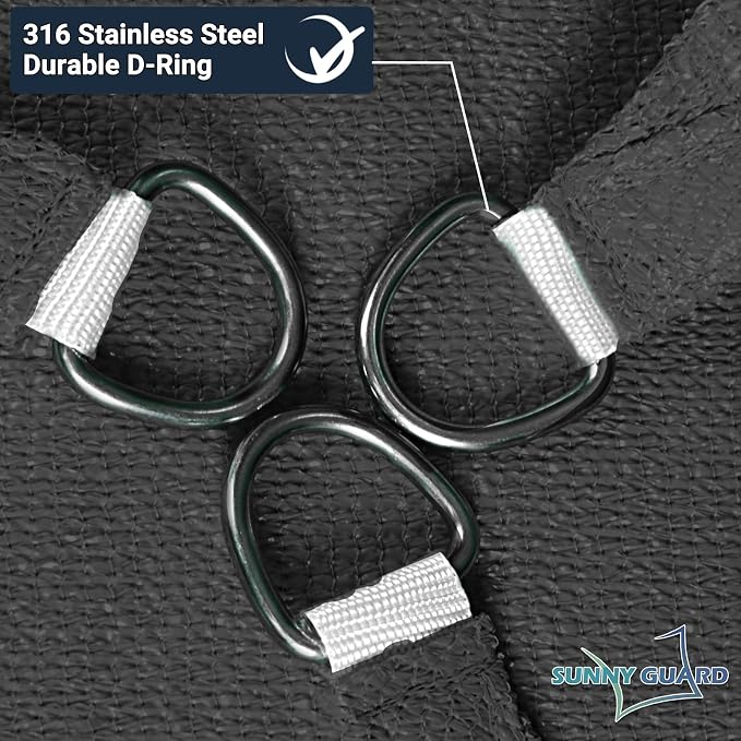 SUNNY GUARD Custom Size 13'x20'x23.9' Triangle Graphite Grey UV Block Sunshade - Image 6
