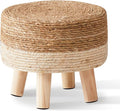 Wimarsbon Round Foot Stool Natural Seagrass Poufs Ottoman Hand Weave Footrest by Wimarsbon