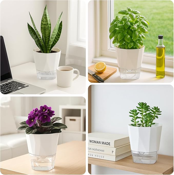 5 Pack Self Watering Pots for Indoor Plants, 5/6.7/8.4 Inches Self Watering - Image 7
