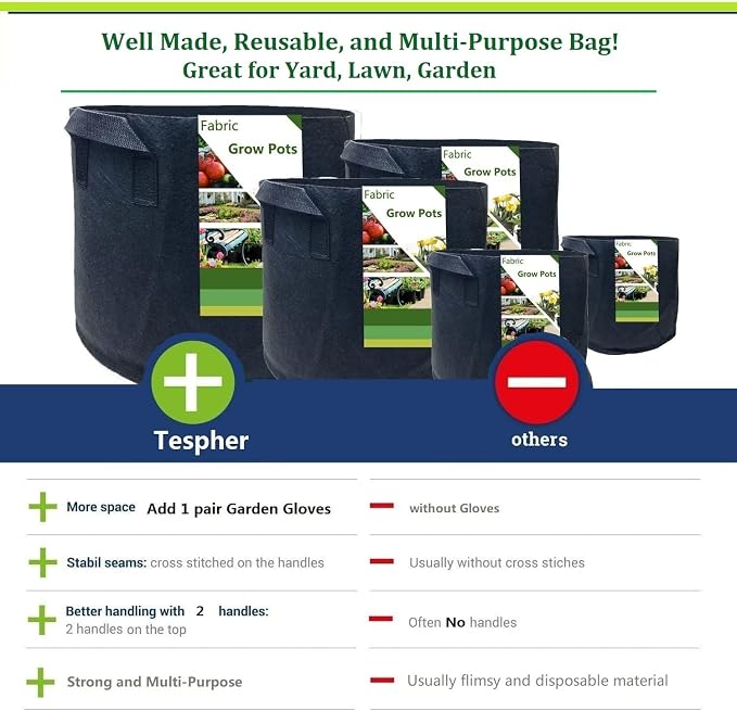 3-Pack 75 Gallon Thickened Plant Grow Bags Large Heavy Duty Garden Bag Fabric - Image 7