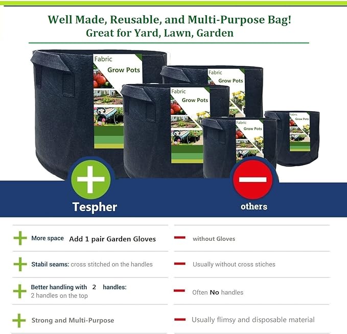 3-Pack 40 Gallon Thickened Plant Grow Bags Large Heavy Duty Garden Bag Fabric - Image 7