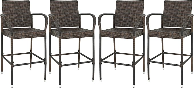 SUPER DEAL Upgraded Wicker Bar Stool Chairs Outdoor Backyard Rattan Chair by Superdeal