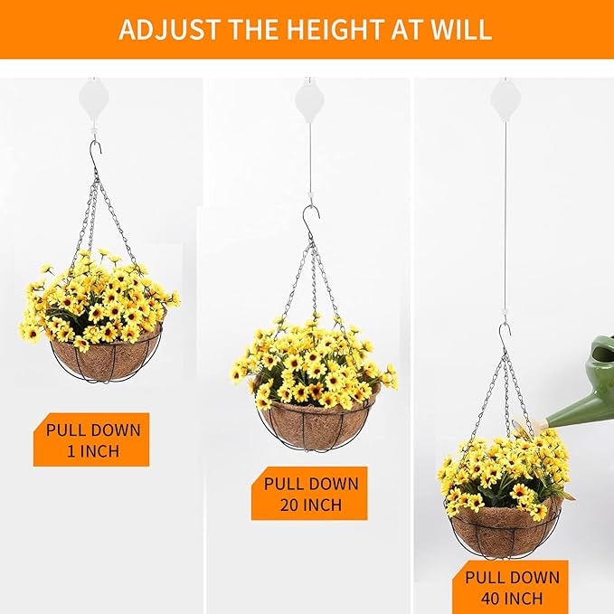 4PCS Plant Pulley Retractable Pulley Plant Hanger Hanging Flower Basket Hook - Image 4