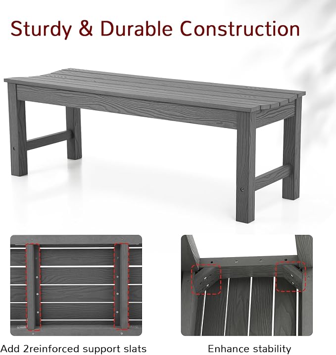 Stoog Outdoor Bench, 2-Person Outdoor Dining Bench, All-Weather HIPS Garden - Image 5