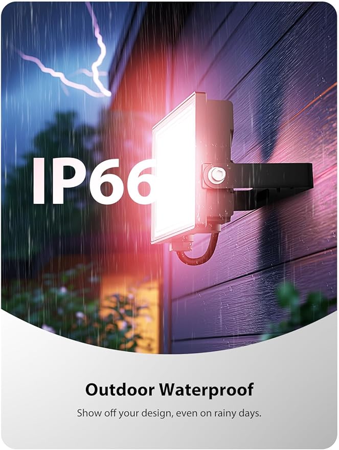 Onforu 2 Pack LED RGBW Flood Lights Outdoor 70W, 2700K Warm White Dimmable - Image 6