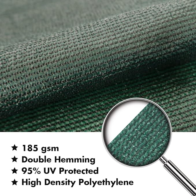 KANAGAWA Sun Shade Sail 10'x13' Dark Green Rectangle UV Block Canopy Awning - Image 5