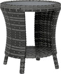 Outsunny 18" Outdoor Wicker Coffee Table, 2-Tier Patio Side Table by Outsunny