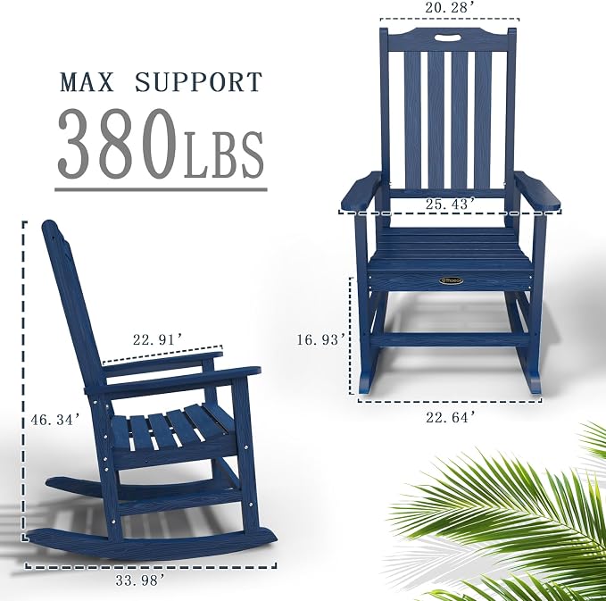 Oversized Rocking Chair Set of 2, Outdoor Rocking Chair - Image 3
