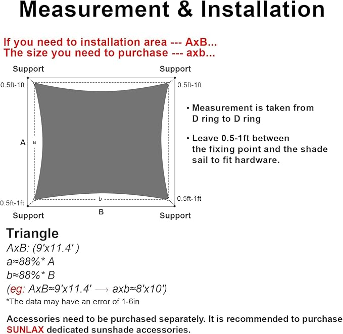 SUNLAX Sun Shade Sail 10' x 21' Dark Grey Rectangle Canopy Sail Shade Cover UV - Image 2