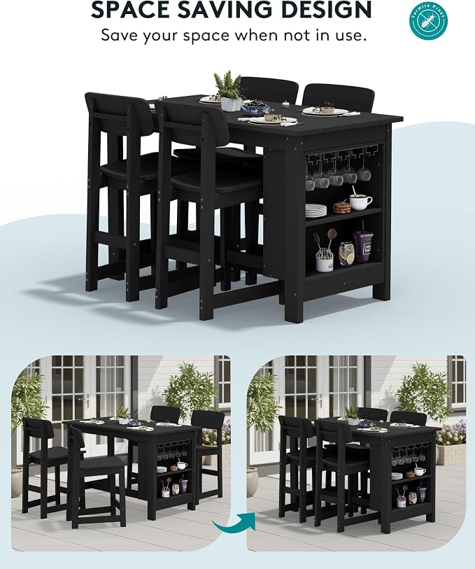 SERWALL 10-Piece HDPE Counter Height Dining Table Sets - Image 5