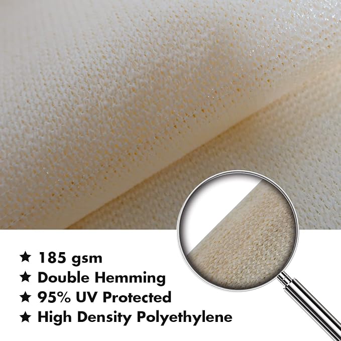 KANAGAWA 14'X20' Cream Custom Size Sun Shade Sail Rectangle UV Block Canopy - Image 4