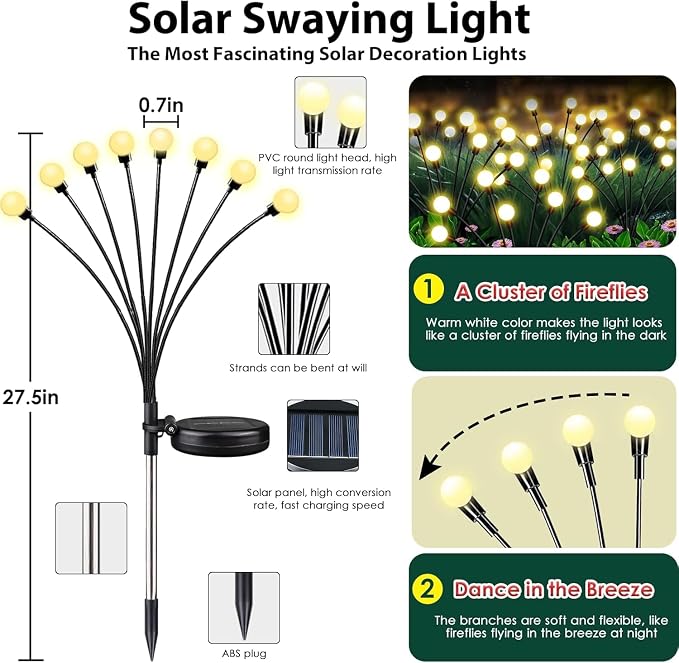 6-Pack Garden Solar Lights, 48 LED Solar Lights Outdoor - Image 4