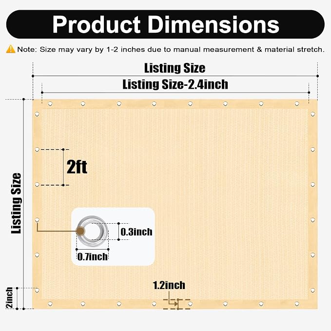 Artpuch 90% Sun Shade Cloth, 8 x 12 FT Pergola Shade Cover Canopy - Image 4