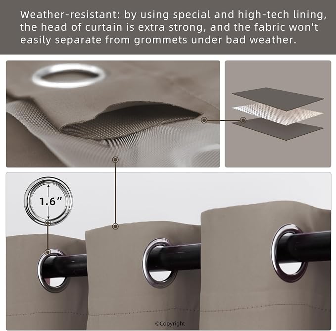 Waterproof Outdoor Curtain W105 x L95 - Image 3